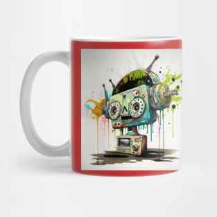 Robot Radio Head Splatter Mug